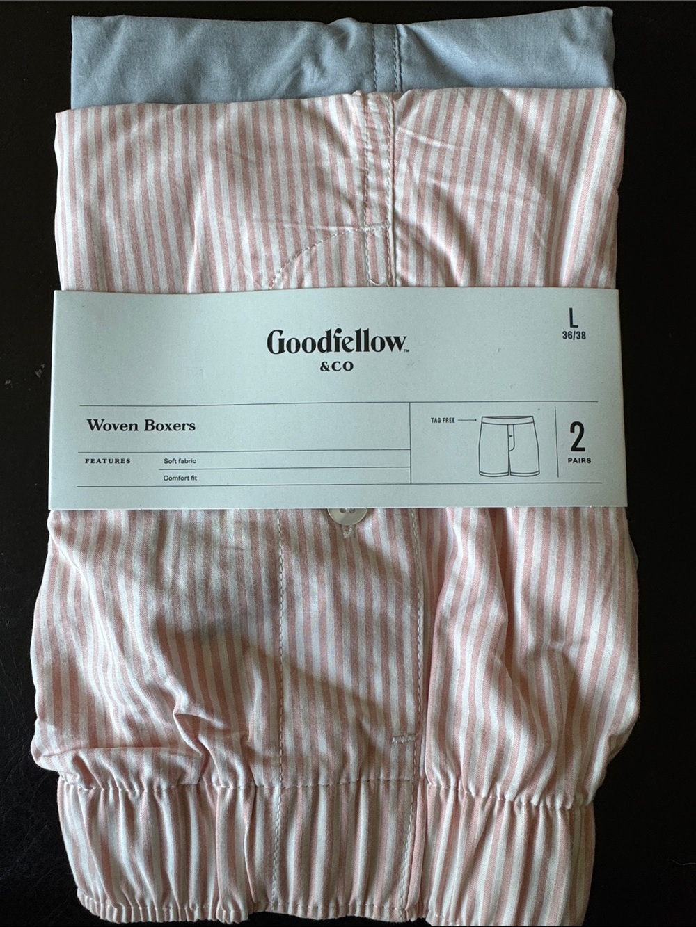 Goodfellow & Co Pink Stripe and Light Blue Woven Boxer 2-Pack large 36/38